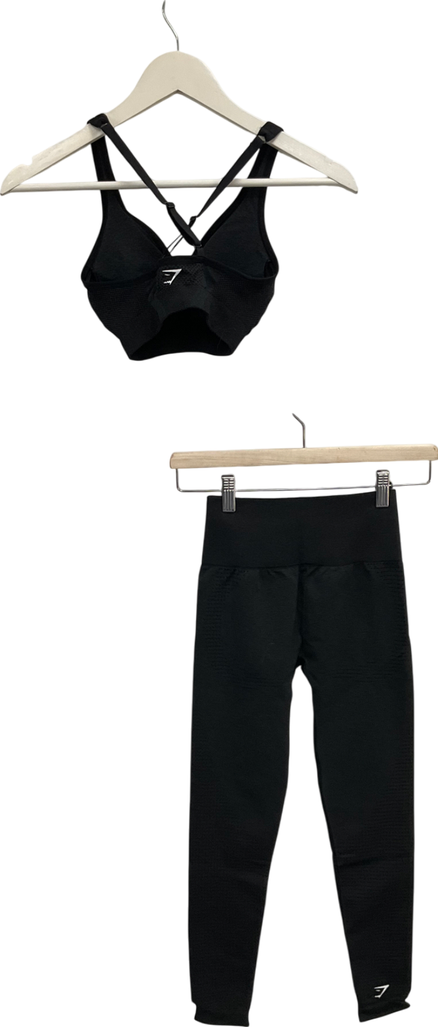 gymshark Black Vital Seamless Leggings 2.0 And Crop Top UK XS