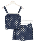 Abercrombie & Fitch 2-piece Navy Blue  Polka Dot Tailored Linen-blend Mini Skort And Cami Set UK XS