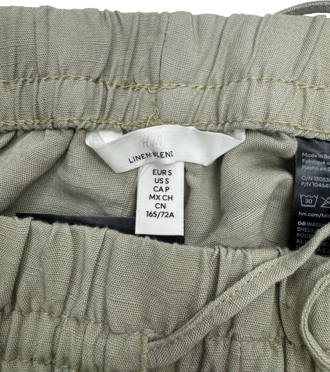 H&M Green Linen Blend Drawstring Trousers UK S