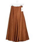 V BY VERY Suedette Full Midaxi Skirt - Brown UK 8