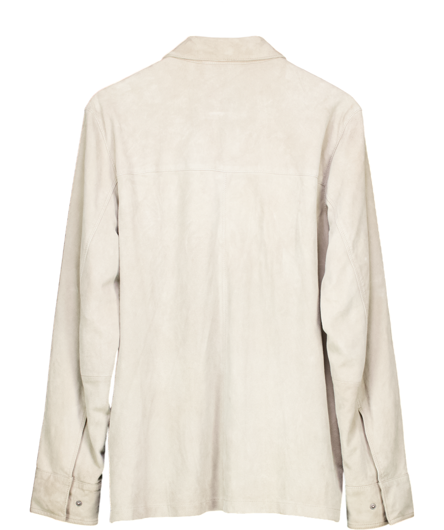 PAIGE Green Grey /green 100% Suede Leather Overshirt UK L