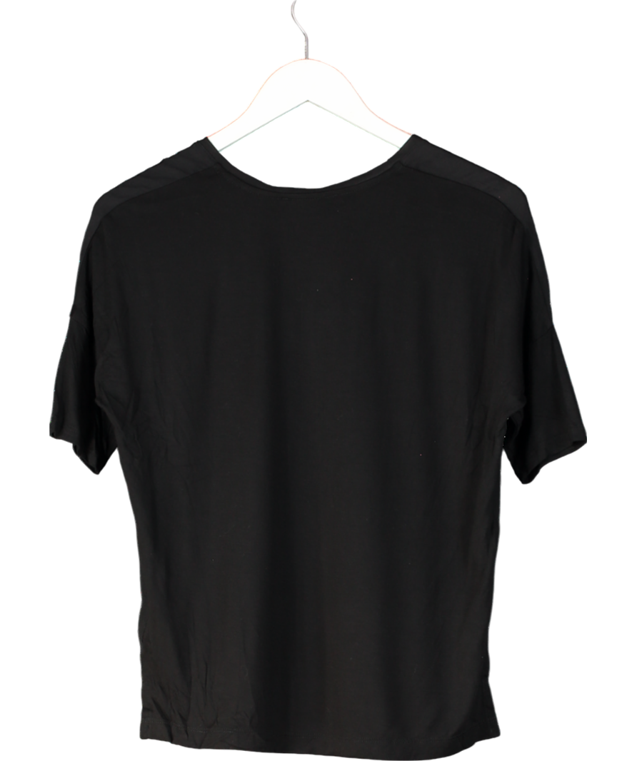 Set Black Zoey 100% Silk Button T-shirt UK 4