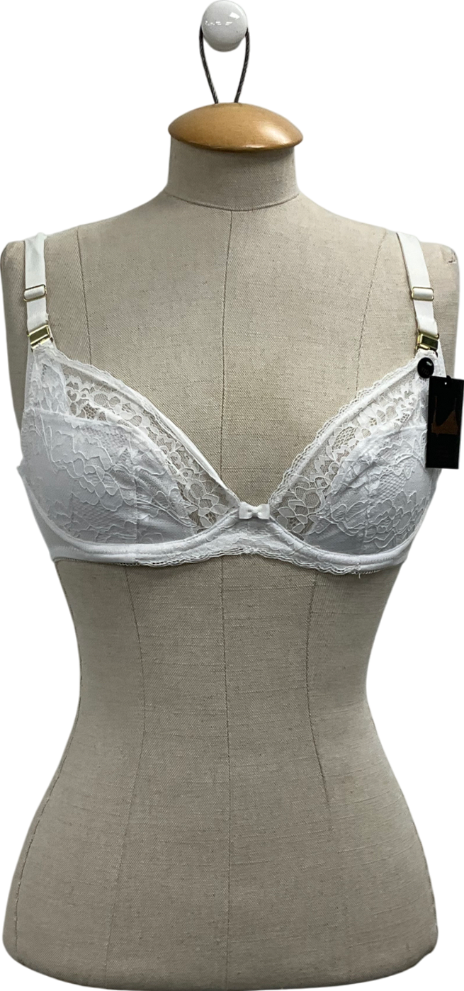 Ann Summers White Sexy Lace Padded Plunge Bra UK 32D