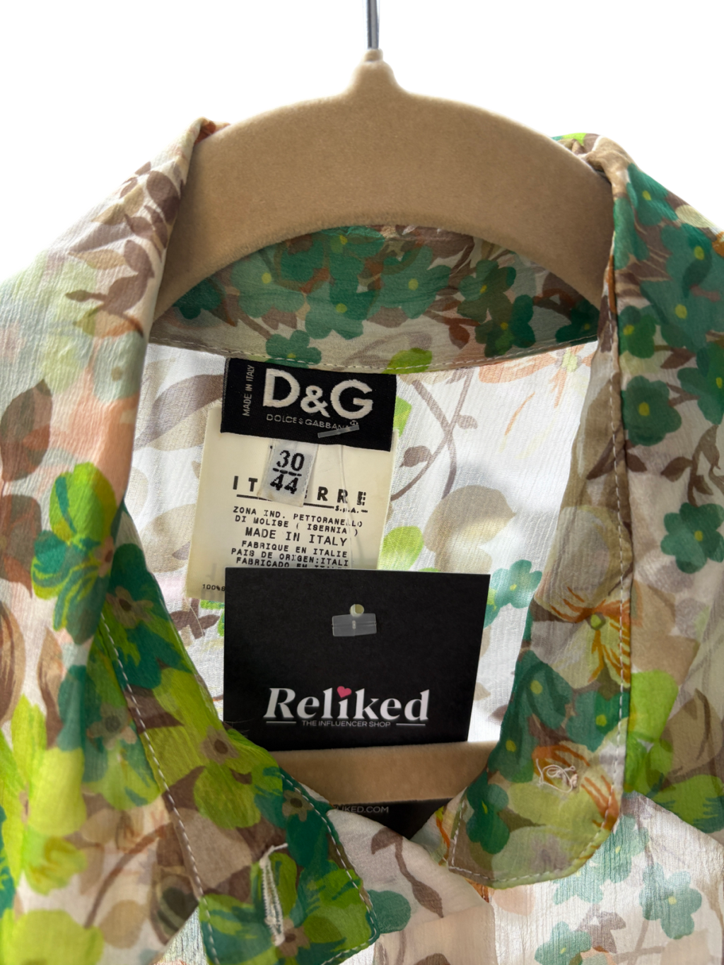 Dolce & Gabbana Green Silk Floral Blouse UK 8