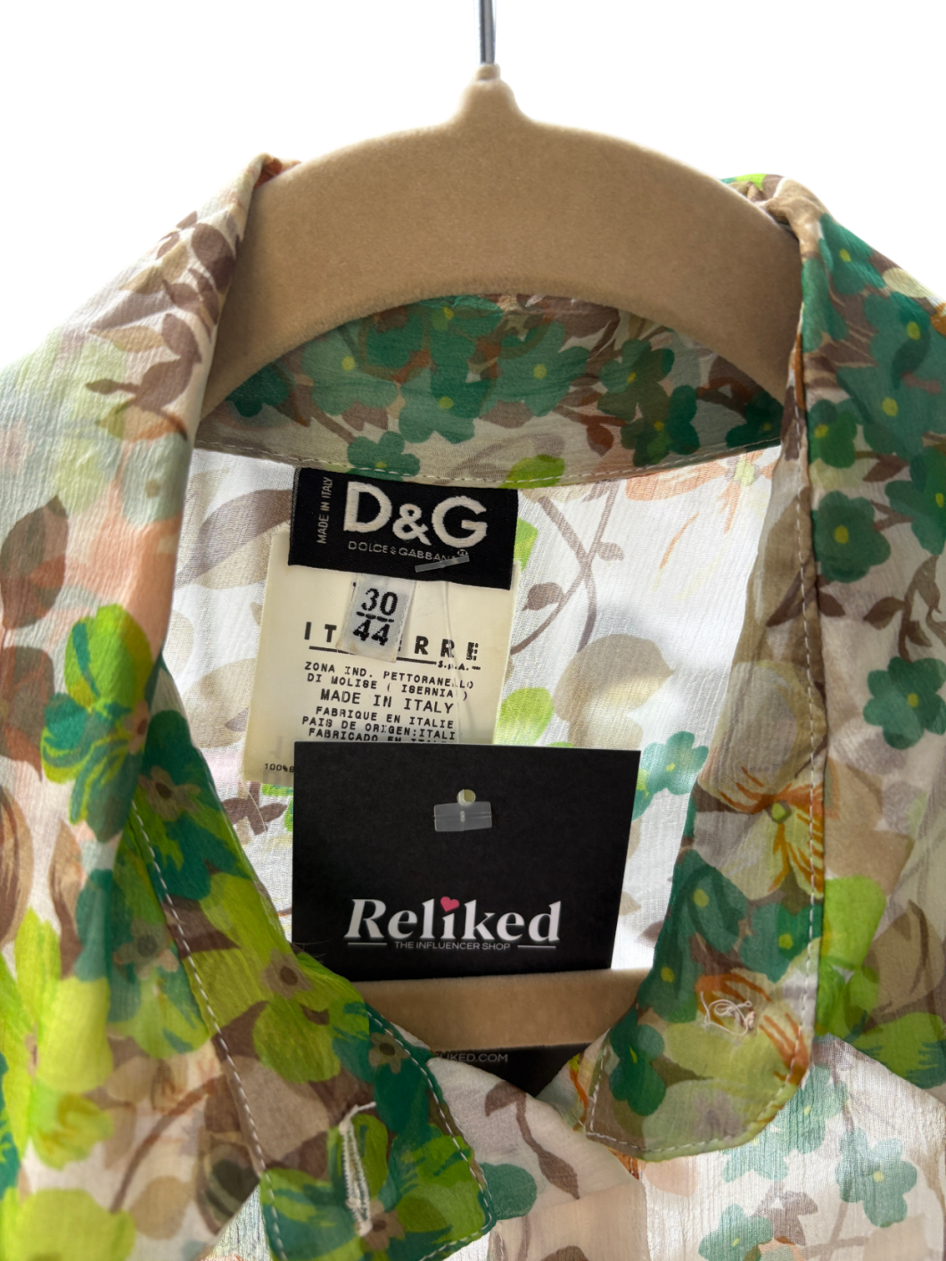 Dolce & Gabbana Green Silk Floral Blouse UK 8