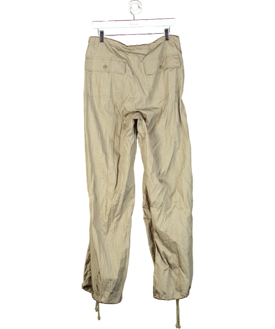 Motelrocks Silver Green Wide Leg Parachute Trousers UK S