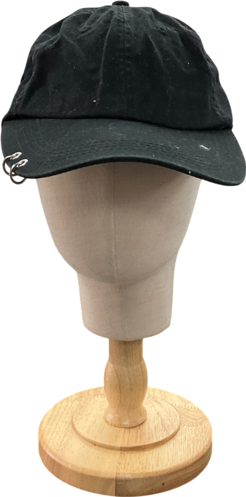Missguided Black Denim Pierced Peak Cap One Size