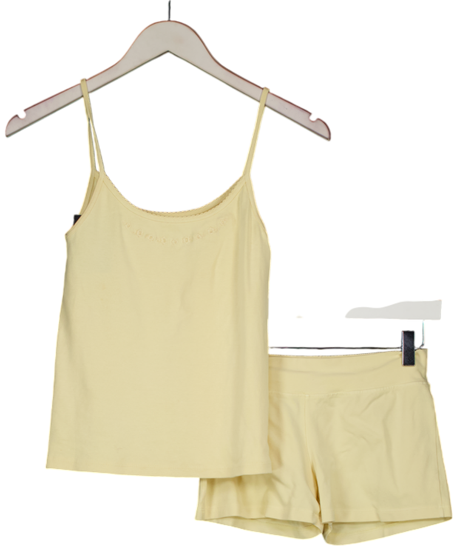 Brandy Melville Yellow Madelyn Shorts And Embroidered Tank Set One Size