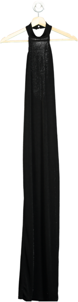 PrettyLittleThing Black Halter Neck Maxi Dress UK 6