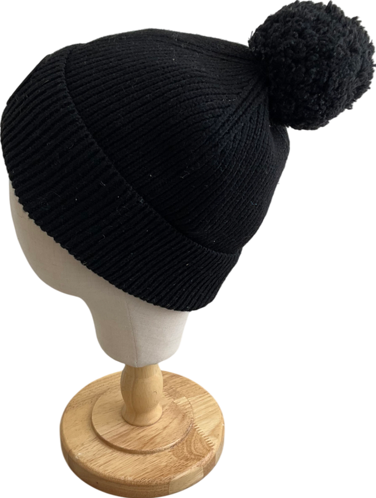 Superdry Black Wool Blend Bobble Hat One Size