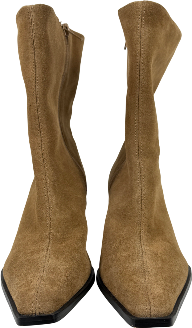 Topshop Beige Nadie Real Suede Chisel Toe Ankle Boot UK 5 EU 38