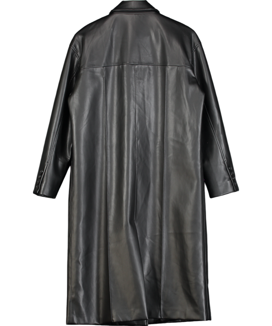 BOA Black Faux Leather Coat UK S