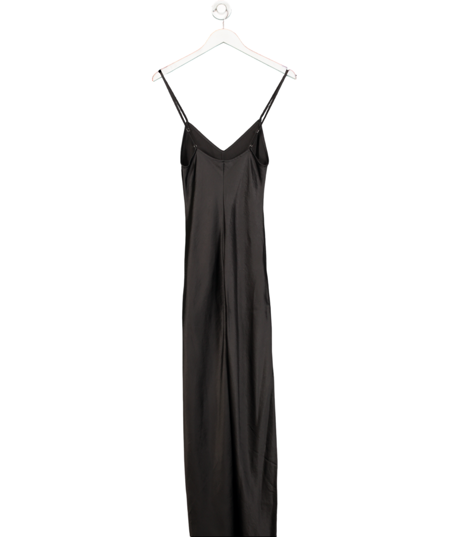 Serena Bute Grey Satin Maxi  Slip Dress Charcoal UK 8