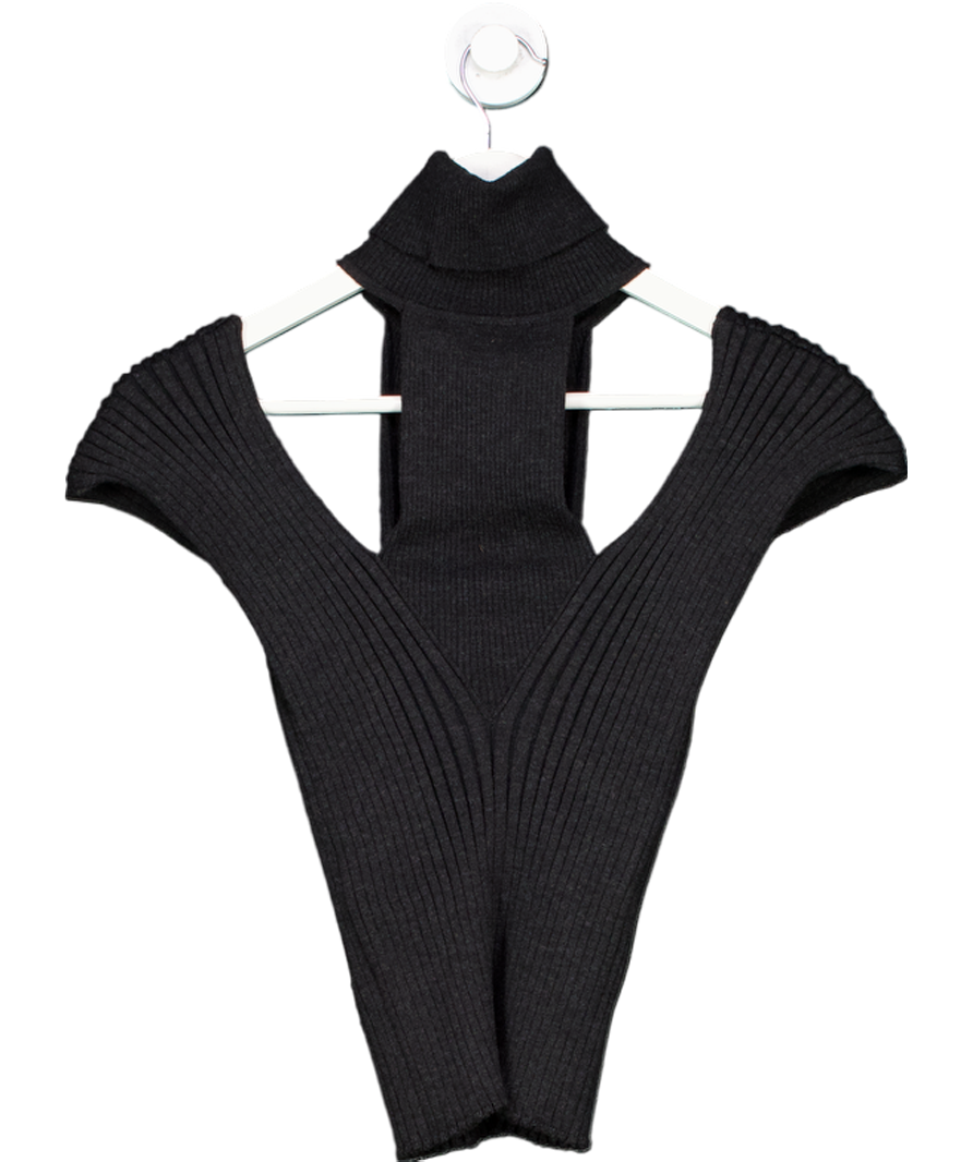Les Fridays Black Yuma Sleeveless Merino Wool Cutout Turtleneck Top UK S