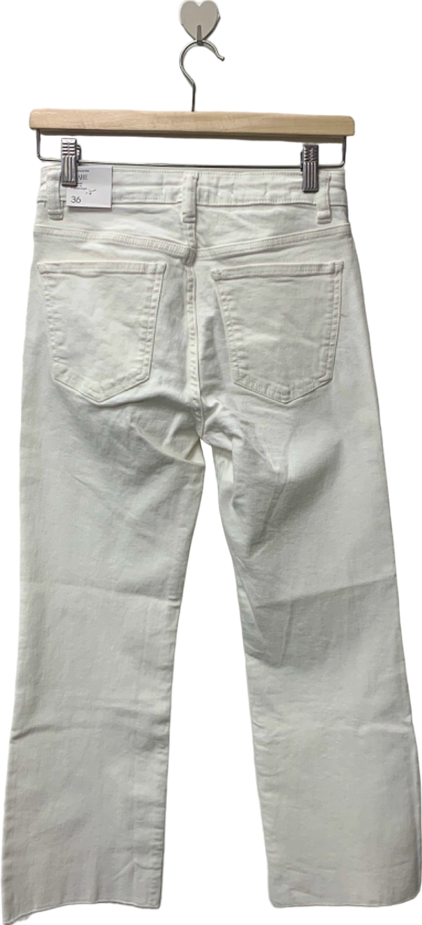 Mango White High-waist Regular-fit Cropped Flare Jeans UK 8