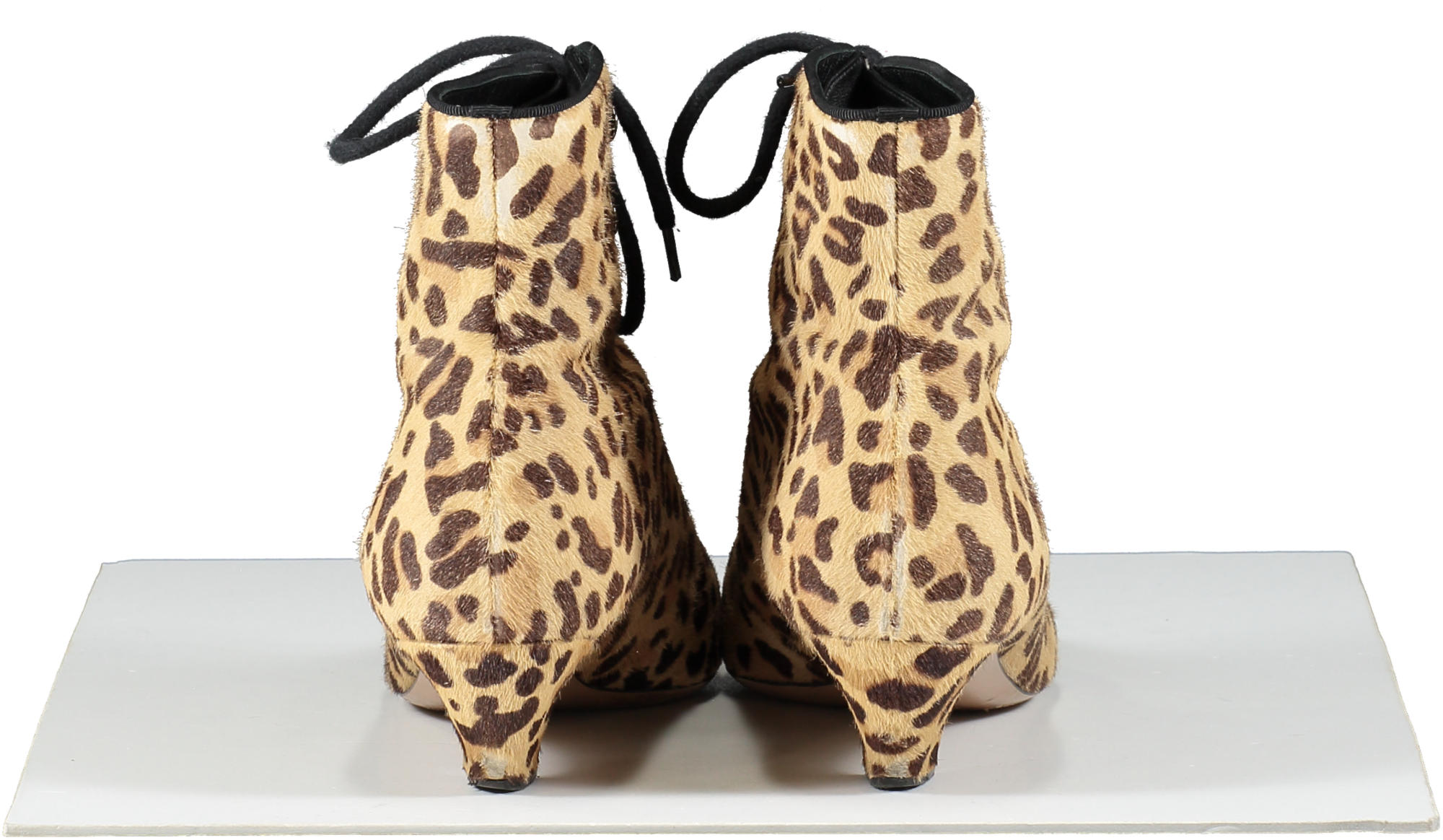 Dior Brown Lace Up Kitten Heel Ankle Boots- Leopard Print UK 5.5 EU 38.5