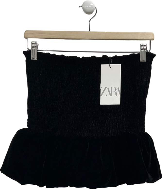ZARA Black Velvet Bubble Skirt UK XS