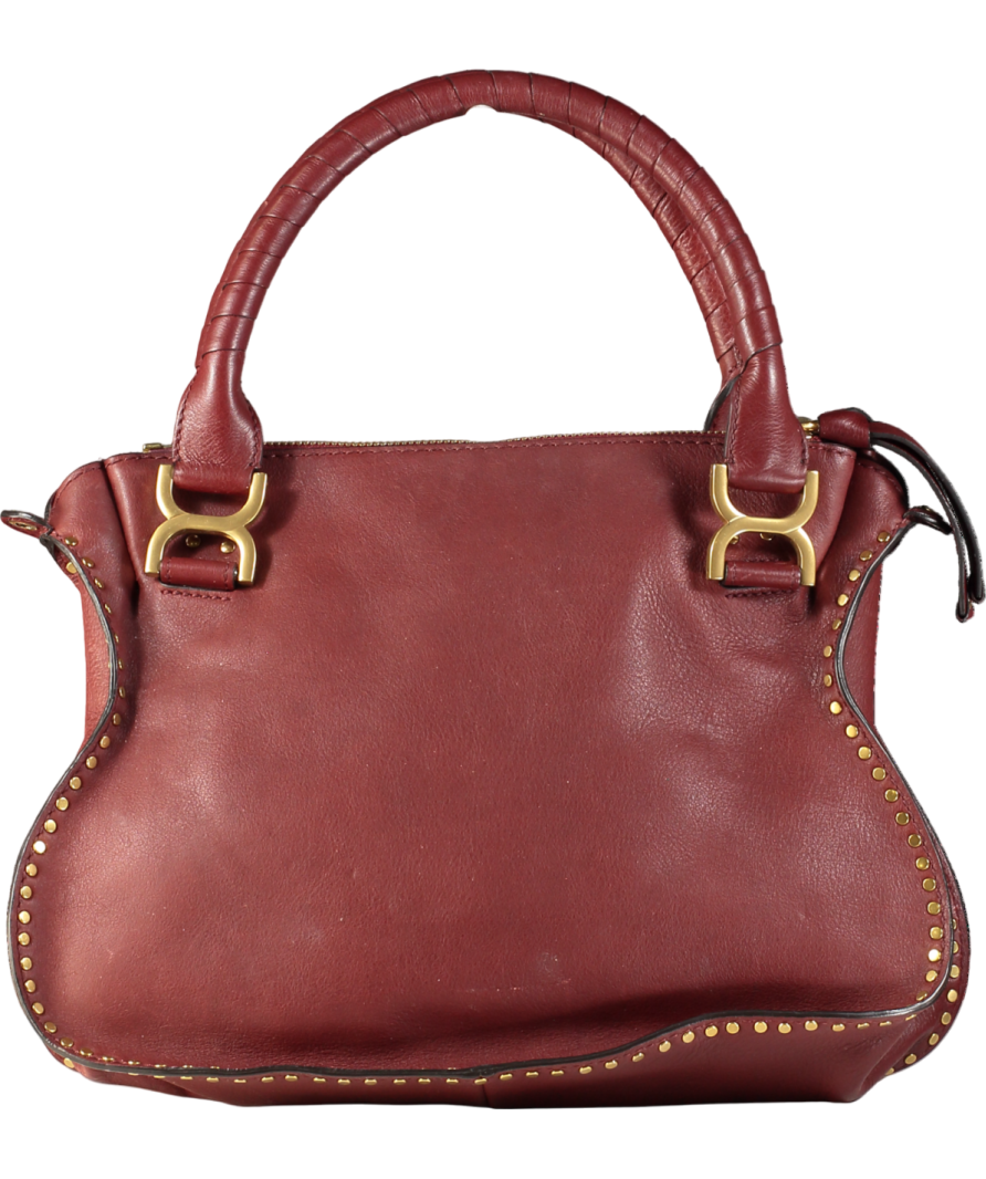 Chloé Burgundy Marcie Leather Satchel Bag with crossbody strap