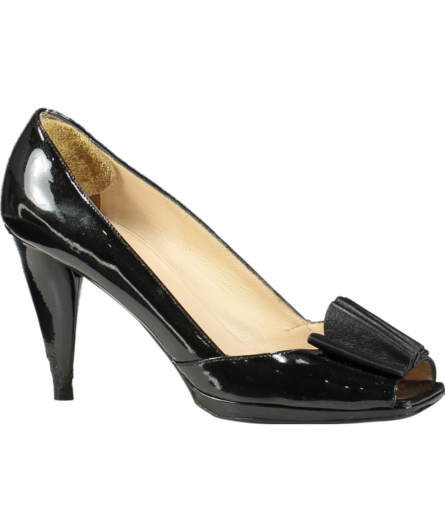 Prada Black Patent Peep-toe High Heel Pumps UK 4.5 EU 37.5 👠