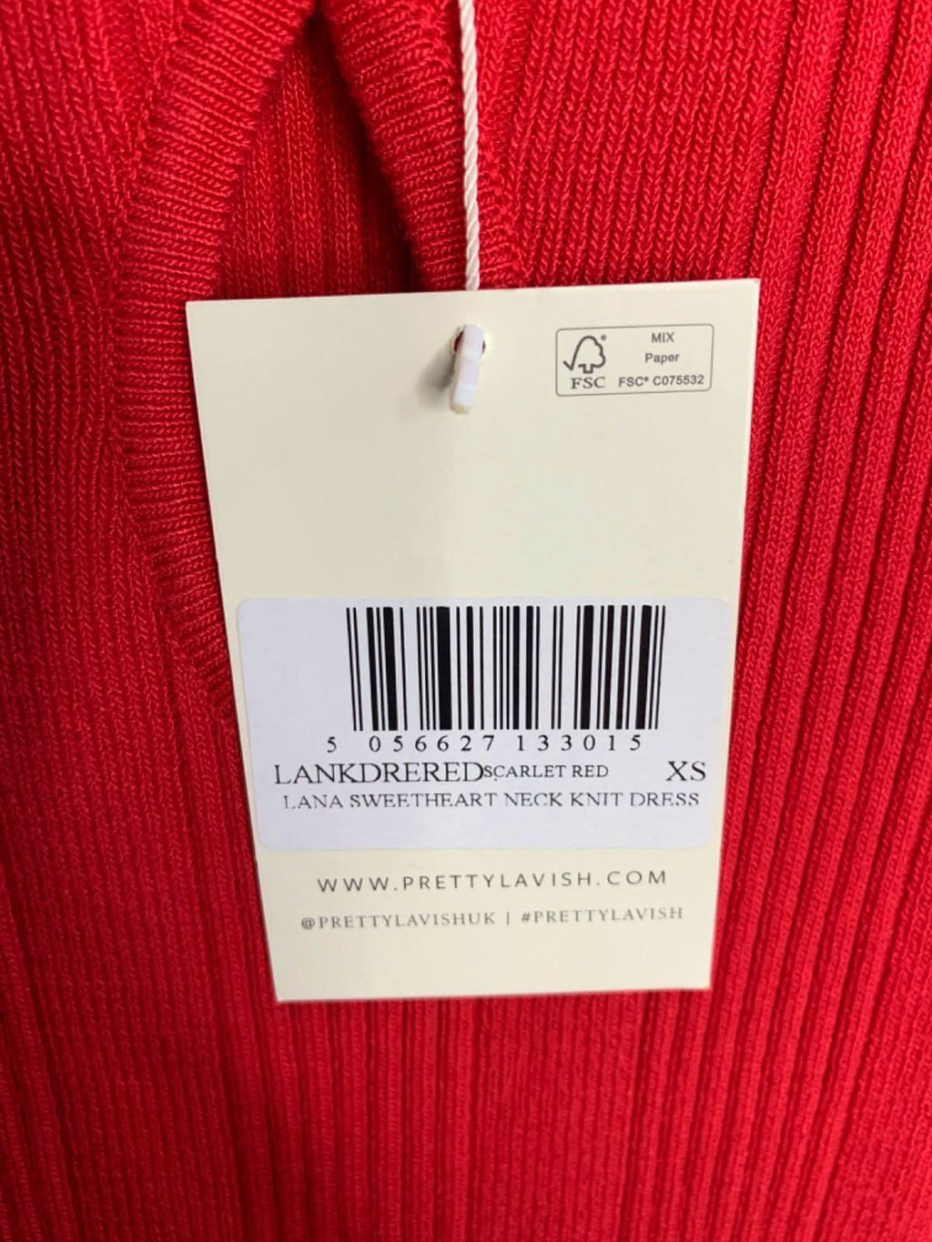 Pretty Lavish Scarlet Red Lana Sweetheart Neck Knit Dress XS