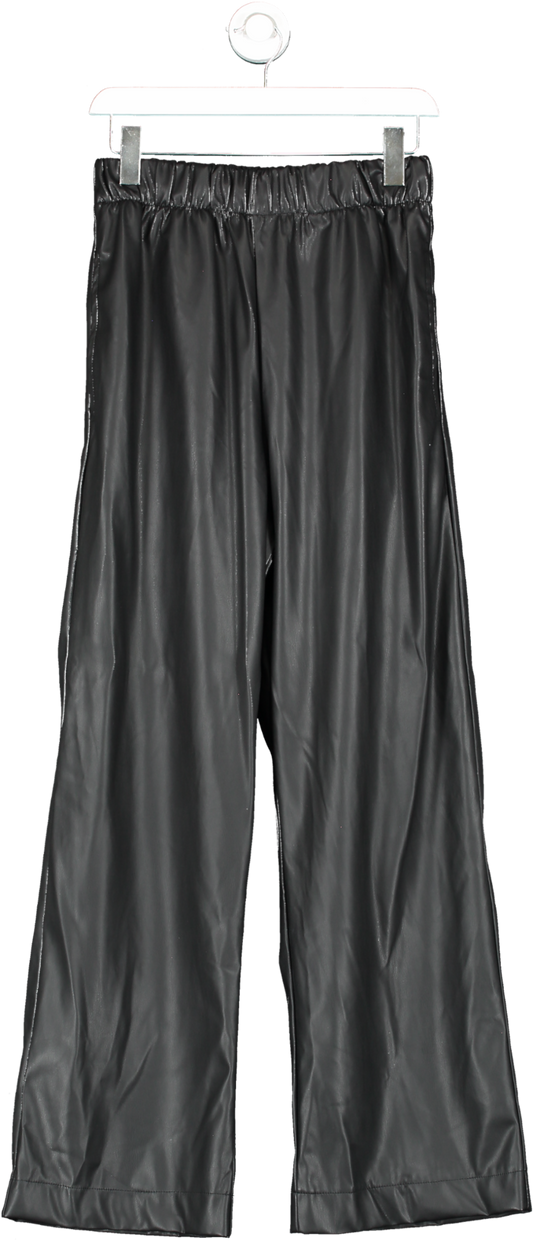 fuchsia shaw Black Faux Leather Trousers UK S