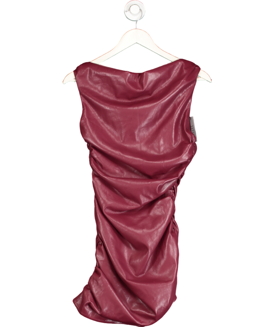 Lovers and Friends Red Burgundy Noa Faux Leather Mini Dress UK XS