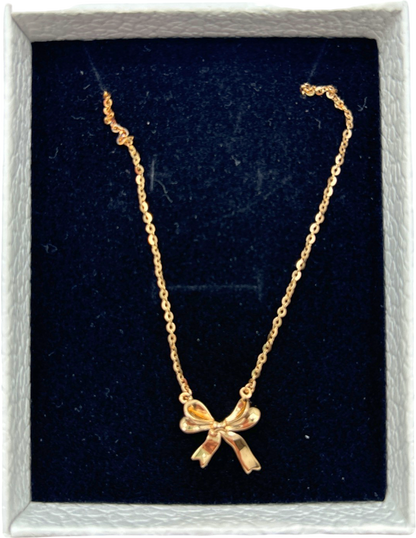 Gold Bow Pendant Necklace