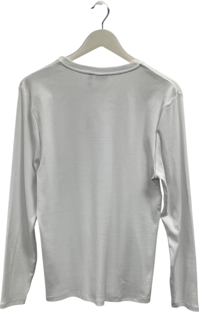 ASOS White Open Neck Long Sleeve Top UK L