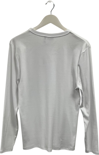 ASOS White Open Neck Long Sleeve Top UK L