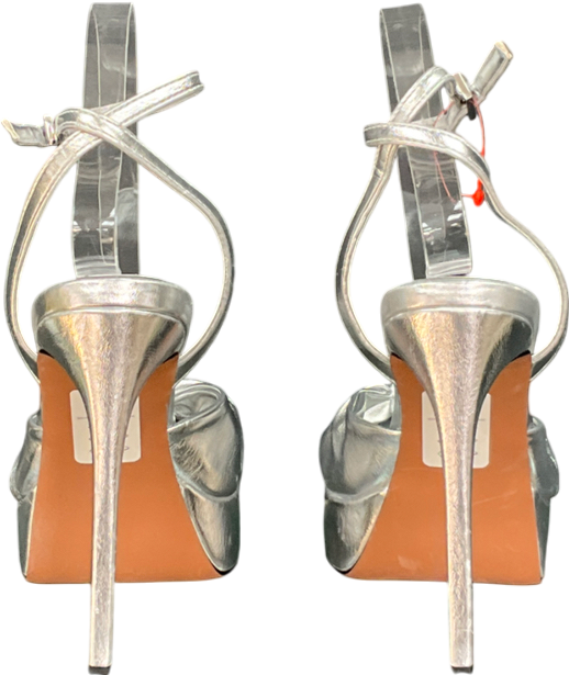 ASOS Metallic Nova Knot Platform High Heel Sandal In Silver UK 6 EU 39 👠