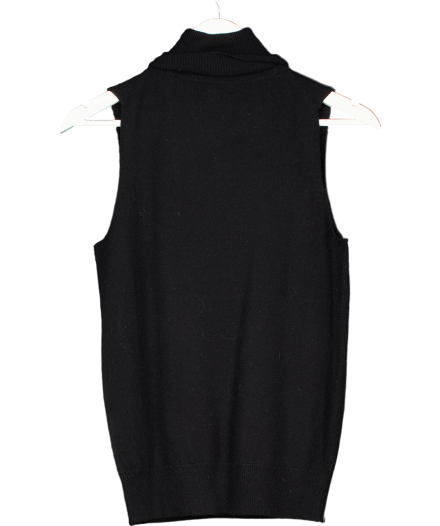 Karen Millen Black Cashmere Wool Blend Sleeveless Roll Neck Knit Top UK XS