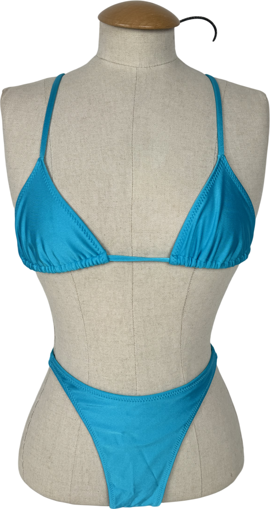 Loleia Blue Retro String Bikini Top And Bottoms UK XS