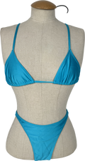 Loleia Blue Retro String Bikini Top And Bottoms UK XS