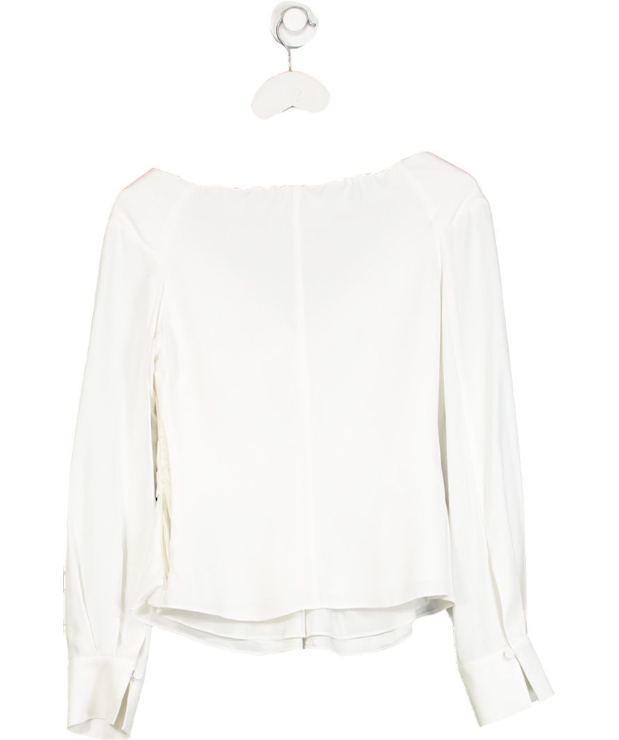 Altuzarra White Twist Neck Peplum Long Sleeve Top UK 8