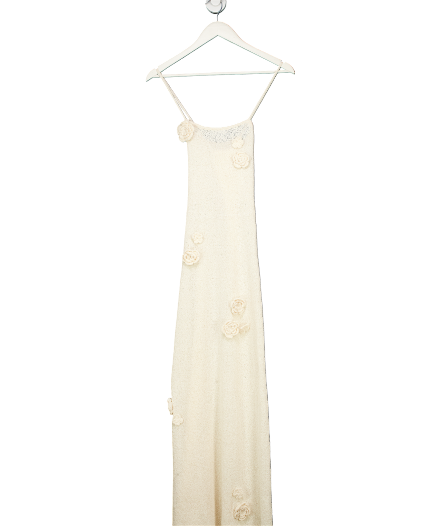 4th & Reckless Cream Isla Floral Embellished Knitted Maxi Dress UK 8