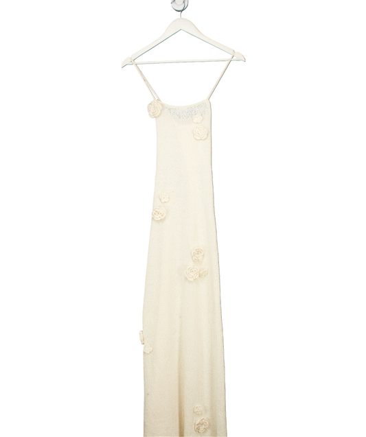 4th & Reckless Cream Isla Floral Embellished Knitted Maxi Dress UK 8