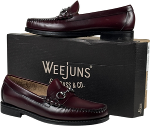 G.H.BASS WEEJUNS Lincoln Horsebit Loafers Wine Red Leather UK 8 EU 42
