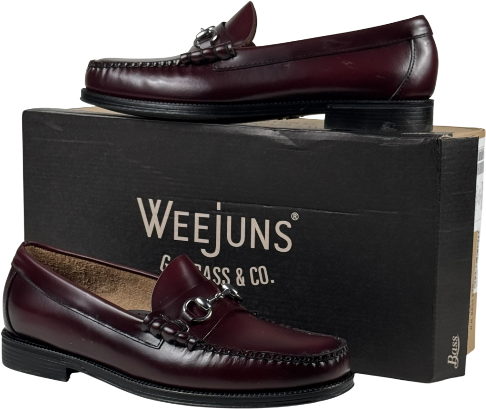 G.H.BASS WEEJUNS Lincoln Horsebit Loafers Wine Red Leather UK 8 EU 42 👞