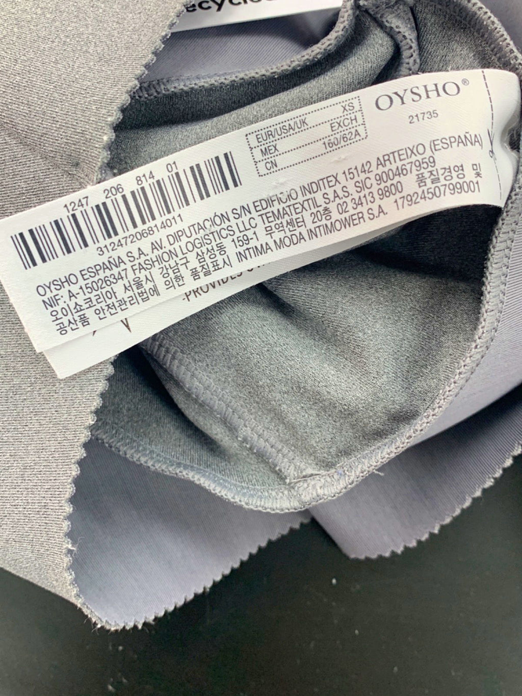 Oysho Grey Sports Bra and Shorts Set UK XS