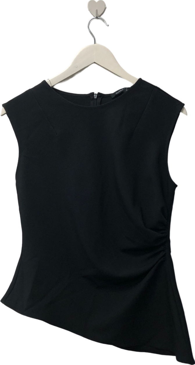 River Island Black Ruched Asymmetric Top UK 10