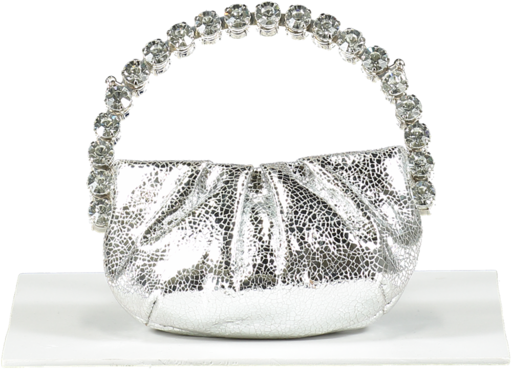 L'alingi Micro Eternity Crystal Top Handle Bag In Silver BNIB
