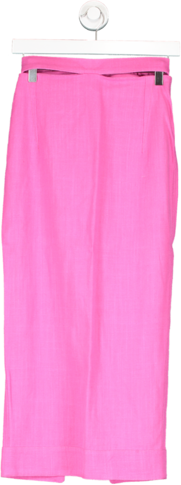 JACQUEMUS Pink Linen Blend La Jupe Valerie Midi Pencil Skirt UK 6