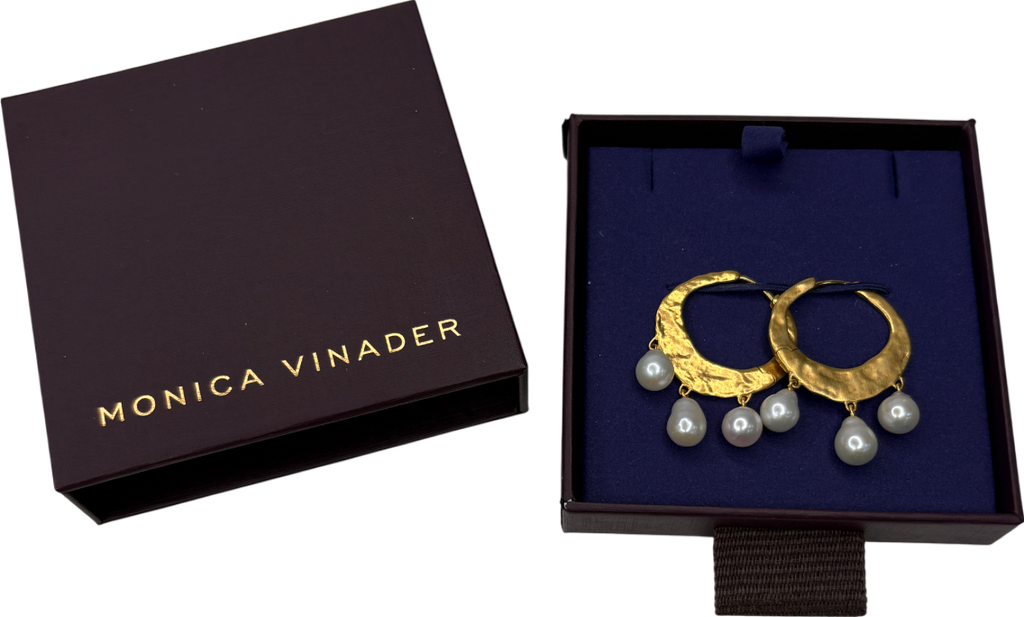 Monica Vinader Capri Baroque 18k Gold And Pearl Medium Hoop Earrings