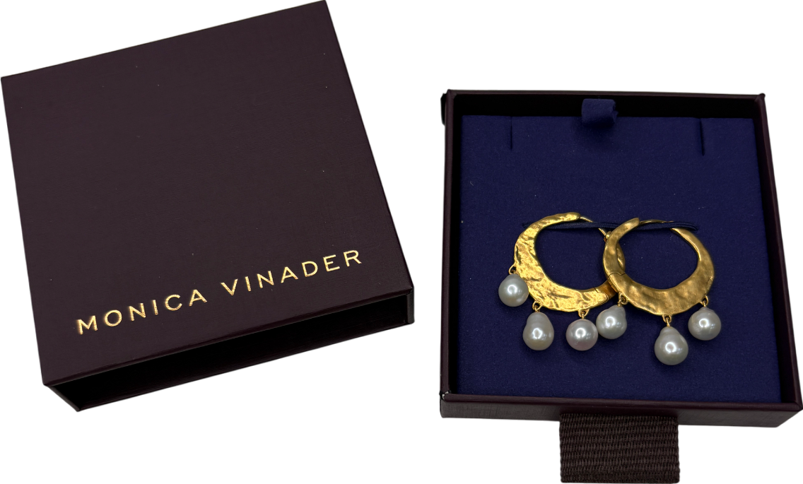 Monica Vinader Capri Baroque 18k Gold And Pearl Medium Hoop Earrings