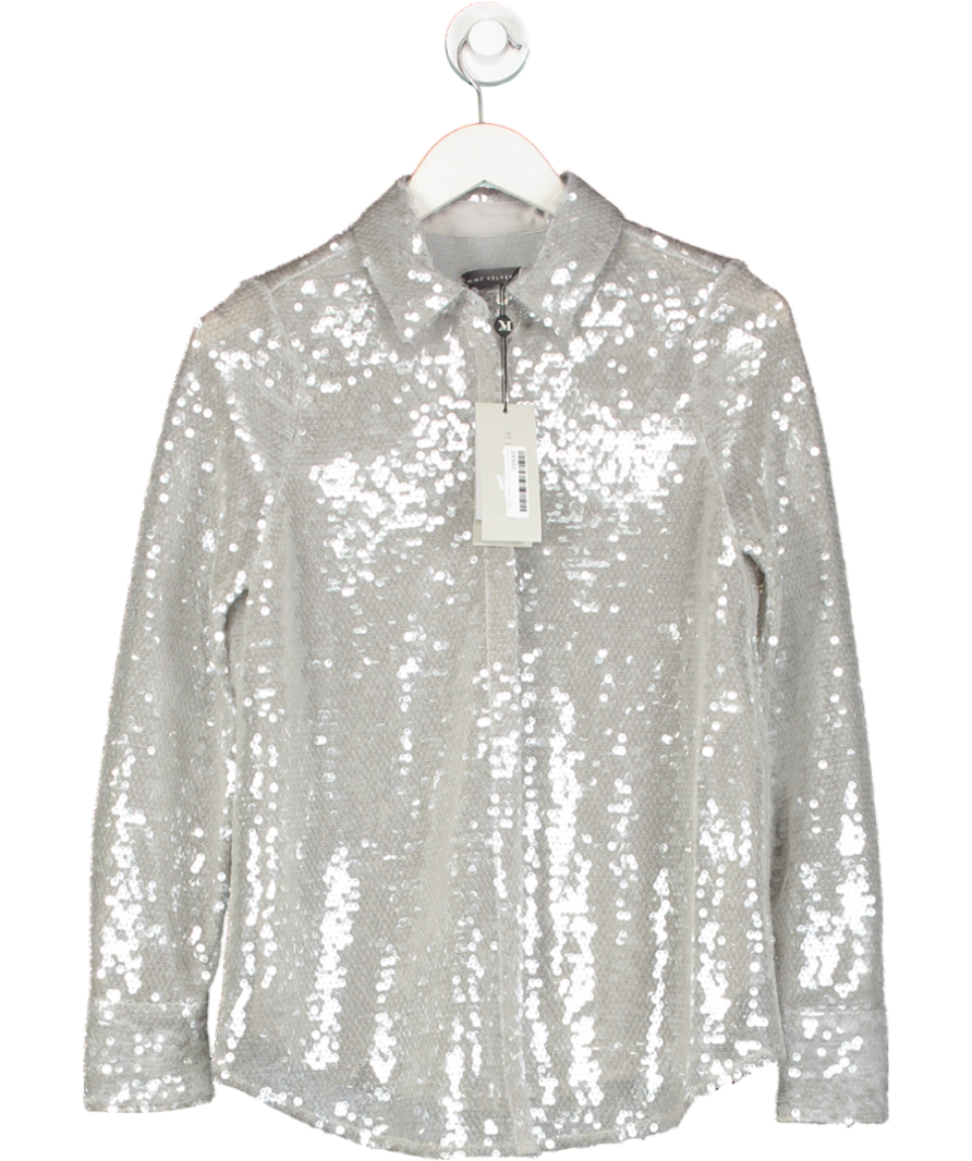 Mint Velvet Metallic Stone Sequin Shirt UK XS