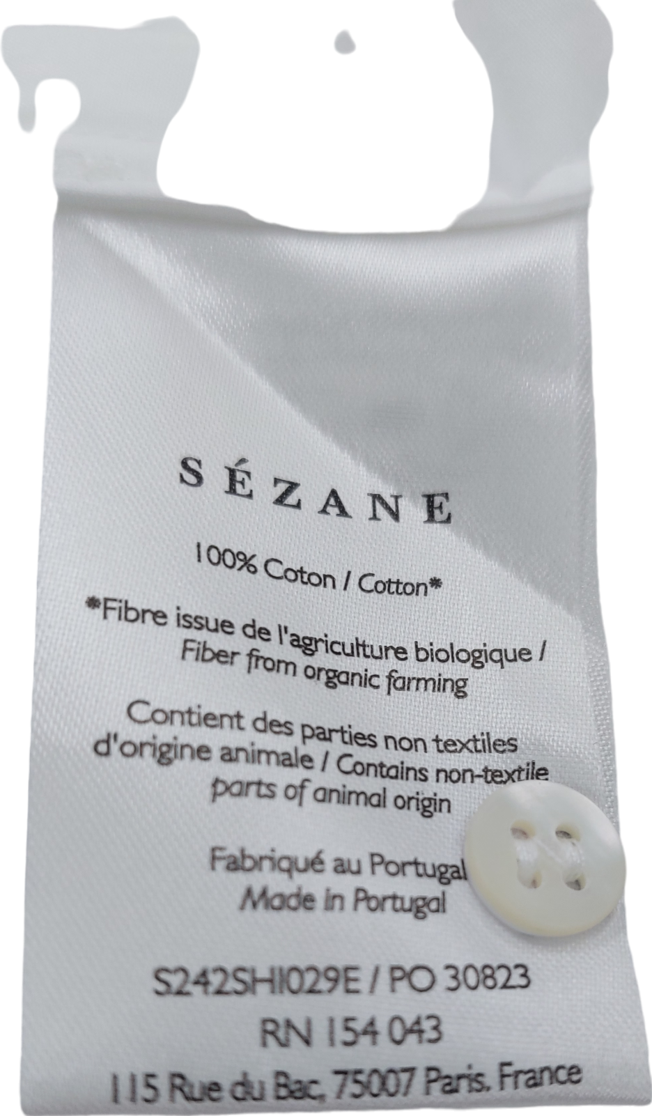 Sézane White Button-Up Shirt UK M