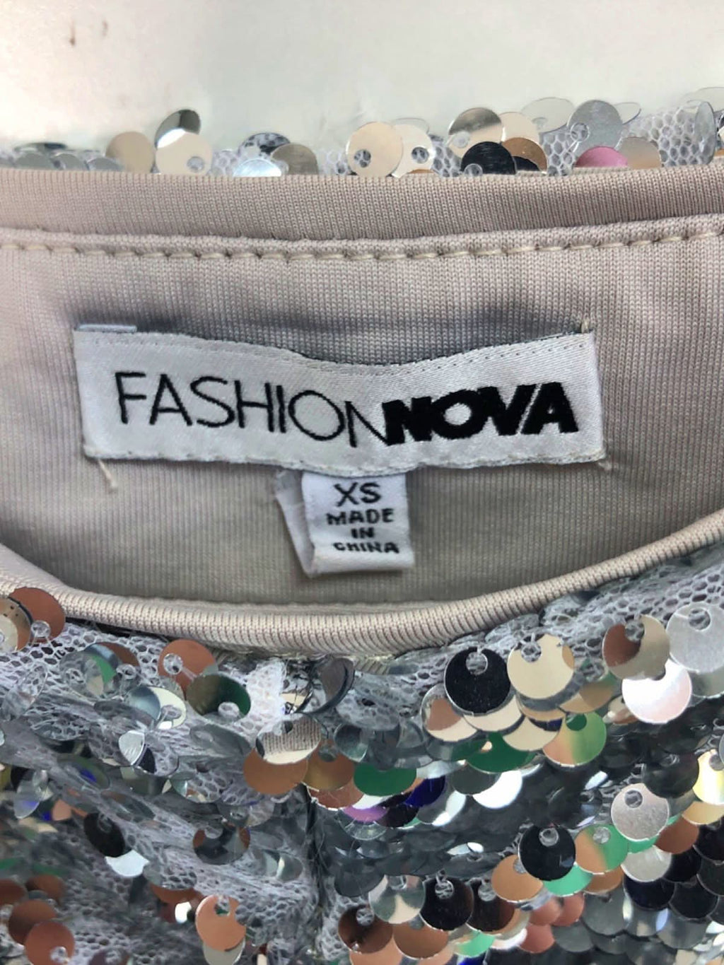 Fashion Nova Silver Sequin Ruched Midi Skirt XS