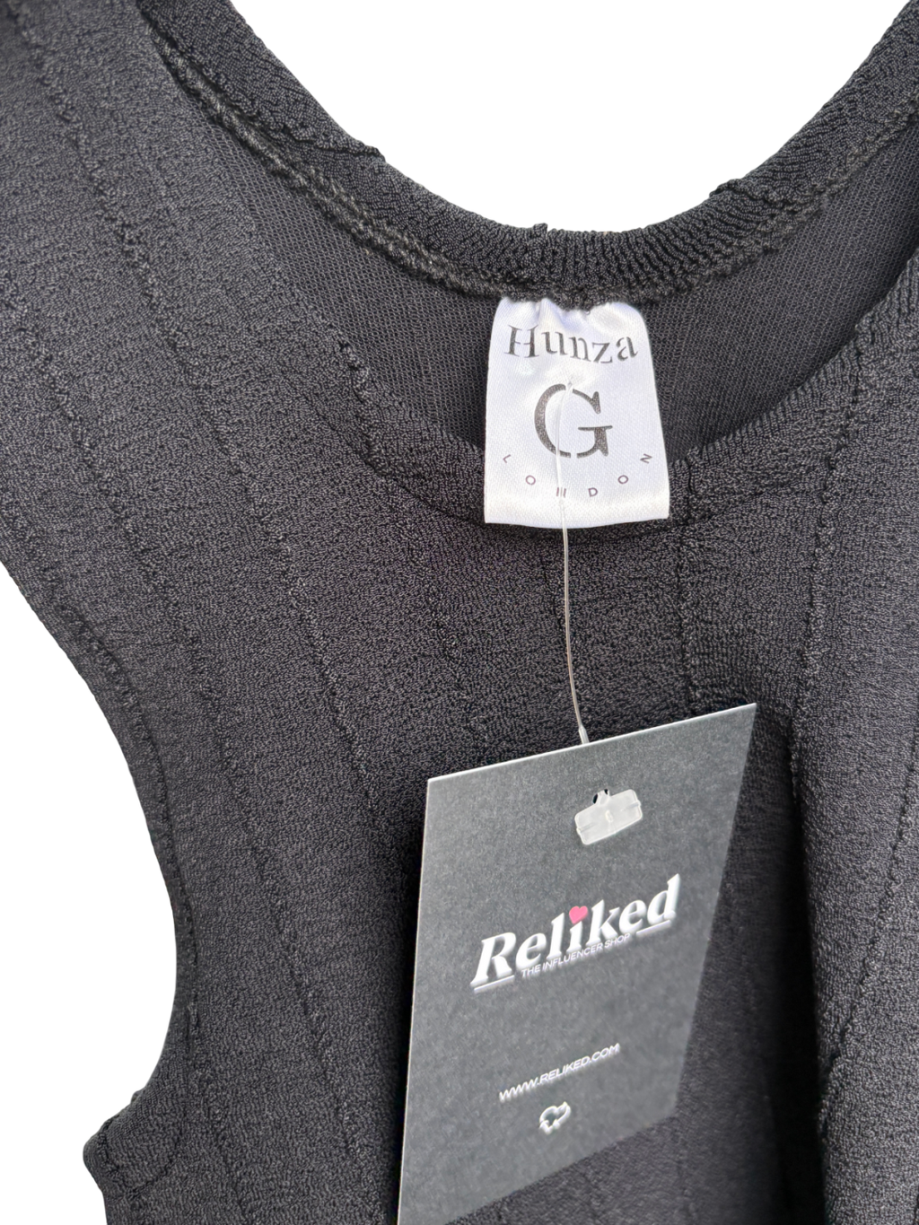 Hunza G Black Cropped Racer Top UK XS/S