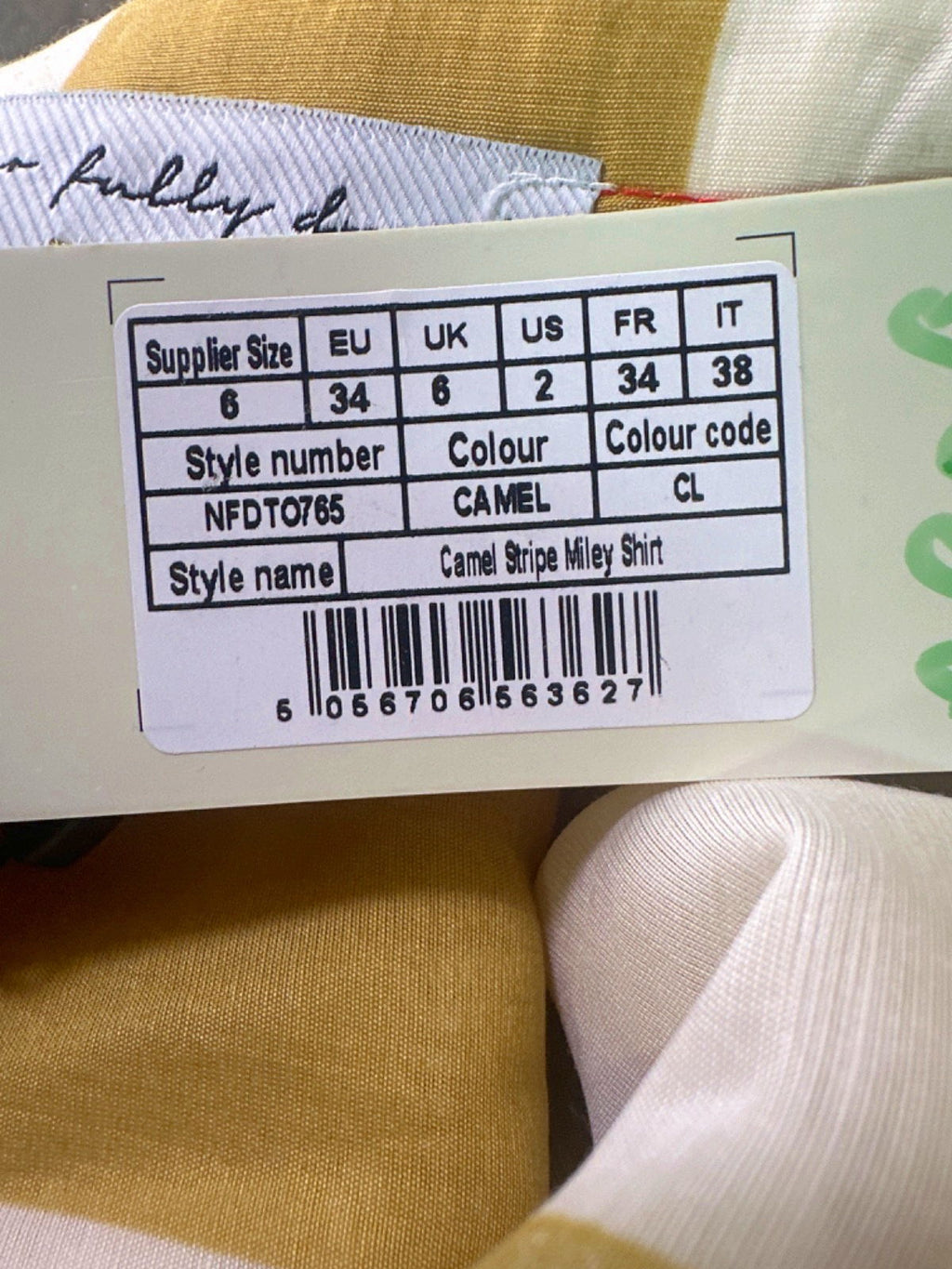 Never Fully Dressed Camel Stripe Miley Shirt UK 6