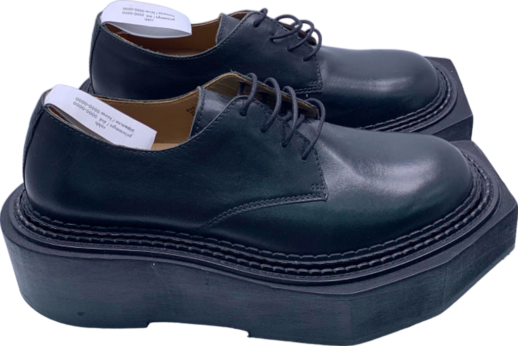 H&M Black Leather Platform Derby Shoes UK 8